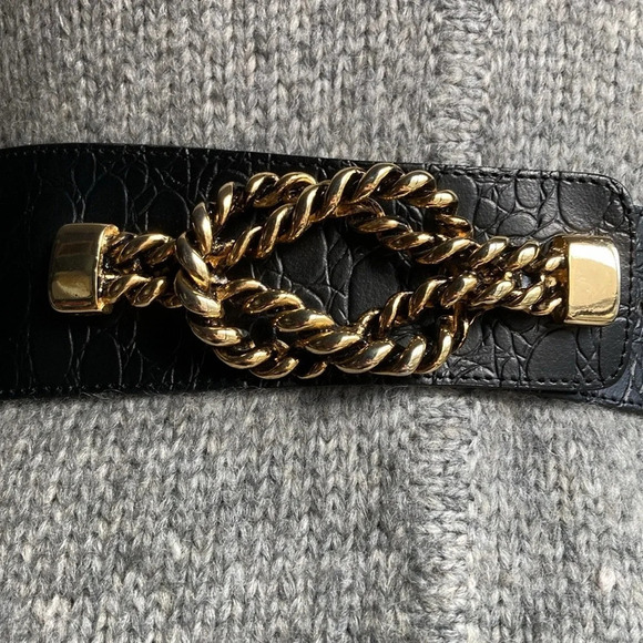 Vintage Gail Labelle Black Pebbled Leather Adjustable Belt - Picture 2 of 12